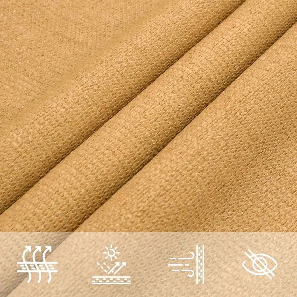 homokszínű háromszög alakú HDPE napvitorla 160 g/m² 3x3x3 m