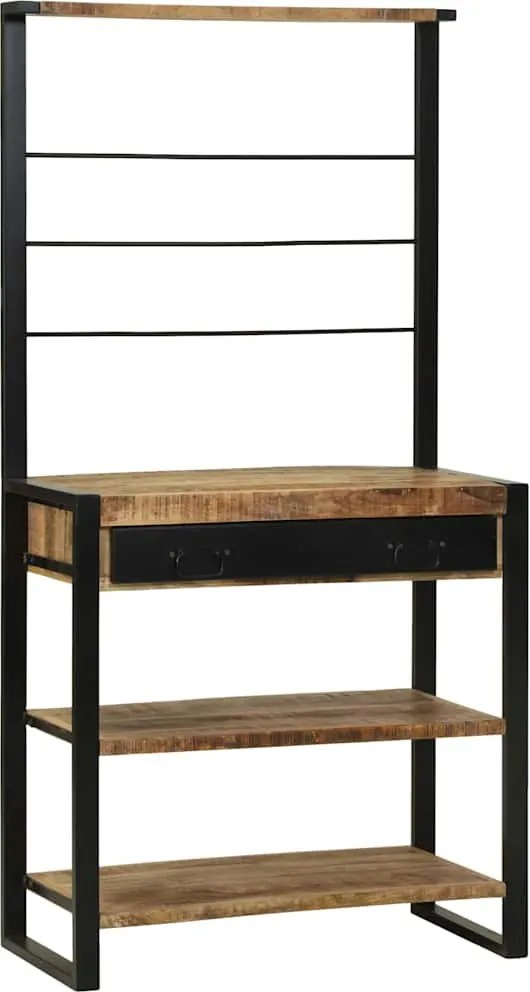 vidaXL Konyhai polc Barna és fekete 80 x 40 x 160 cm Tömör Mangófát