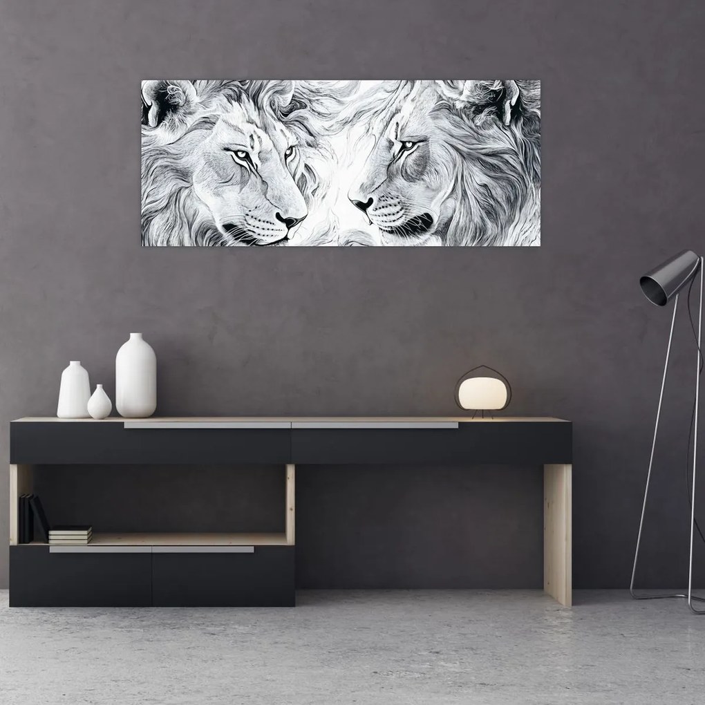 Kép - Rajzolt oroszlánfejek (120x50 cm)