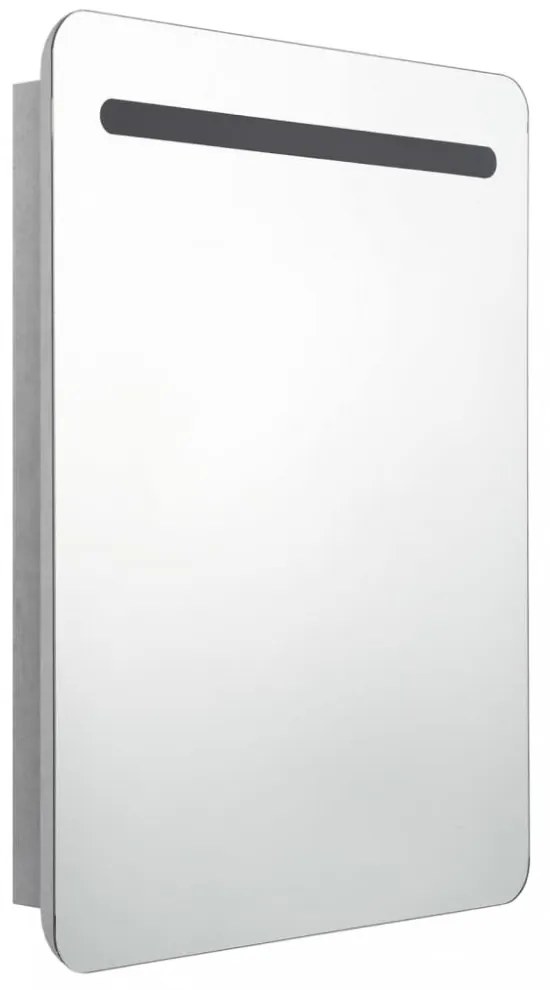 betonszürke LED-es tükrös fürdőszobaszekrény 60 x 11 x 80 cm