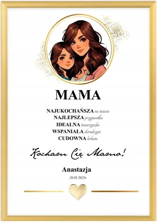 Arany Keret A4 Ajándék Anyák Napjára Szülinapi Poszter Saját Fotó
