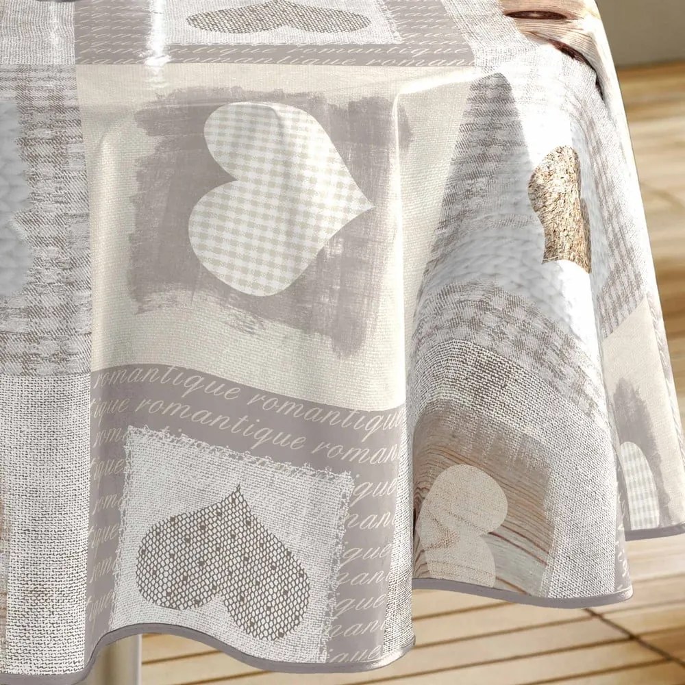 PVC lemosható asztalterítő ø 160 cm Cosy Coeur – douceur d'intérieur