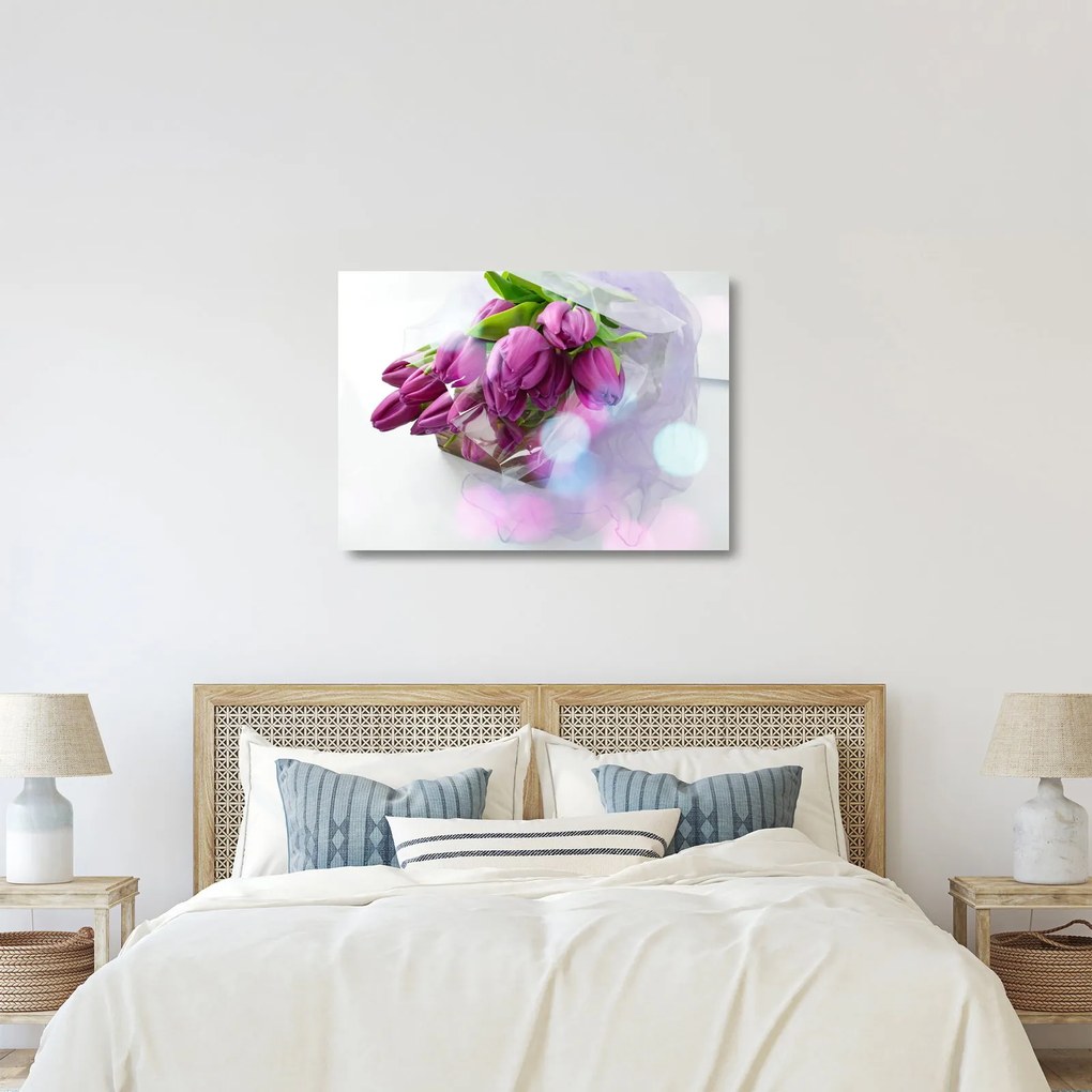 Kép - csokor tulipán (üvegen) (70x50 cm)