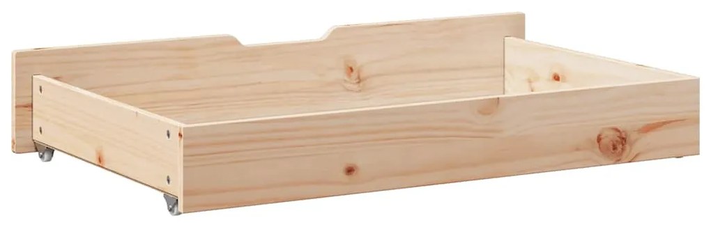 2 db tömör fenyőfa ágy alatti fiók kerékkel 95 x 55 x 16 cm