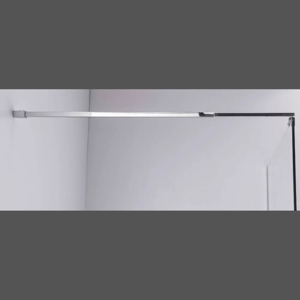 Stuxi Milano Walk-in zuhanyfal, 110x200 cm, 8 mm vastag vízlepergető biztonsági üveggel, 200 cm magas, króm profillal és távtartóval
