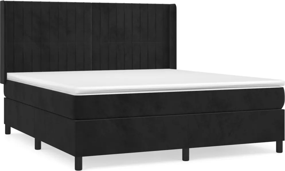 vidaXL fekete bársony rugós ágy matraccal 160x200 cm