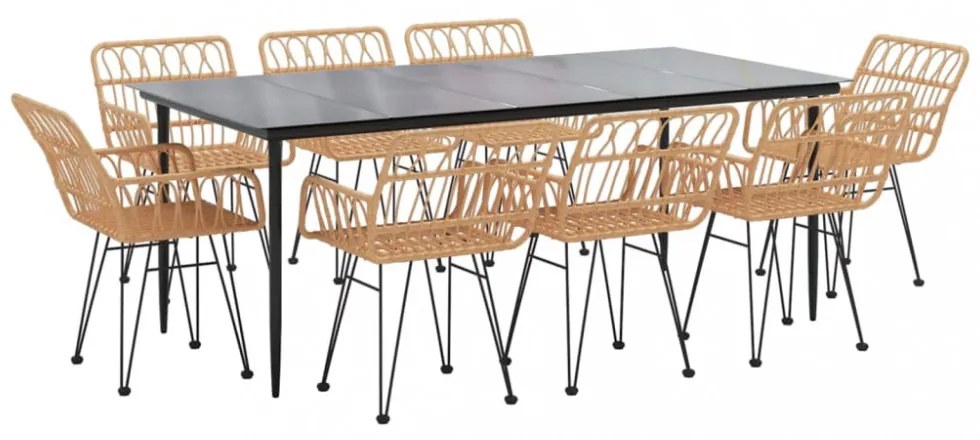 9 részes polyrattan kerti étkezőgarnitúra