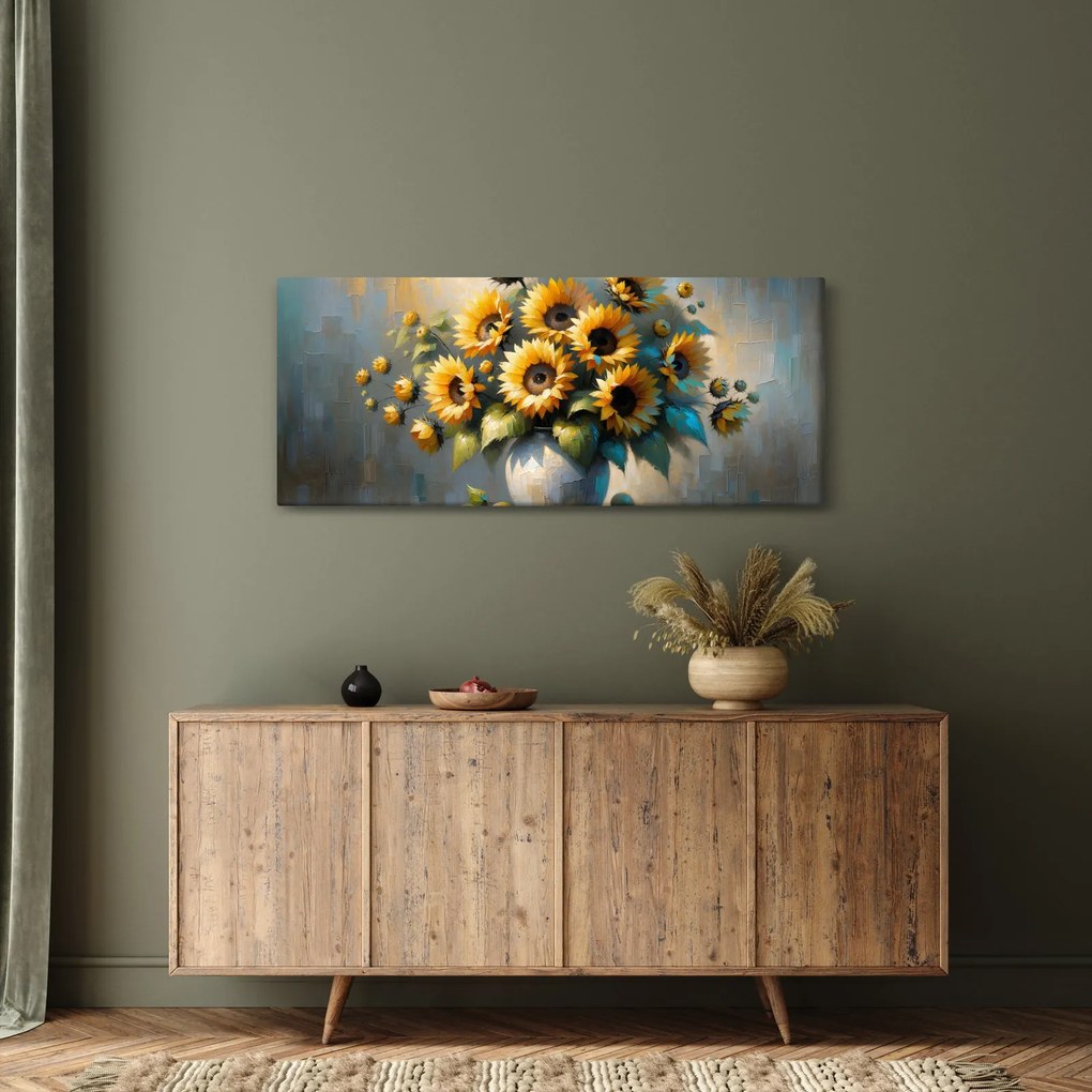 Kép – Napraforgós váza (120x50 cm)