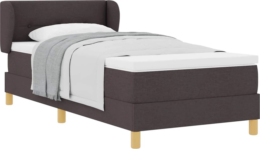 vidaXL Boxrugós ágy matracmal Sötét Barna 90 x 190 cm szövet