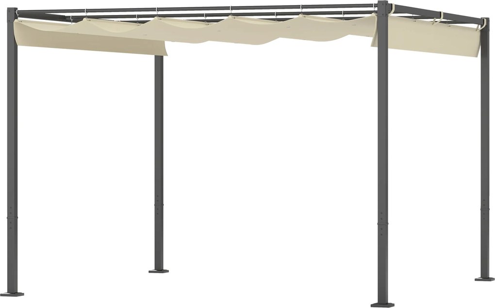 Outsunny Pergola kb. 3x3m-es Kerti Pavilon Mágneses Padlóval, Állítható Tetővel, Szabadonálló, UV Védelem 30+, Teraszra és Kertbe, Bézs | Aosom
