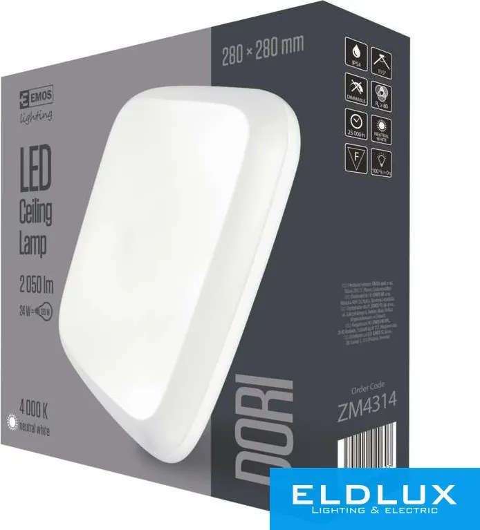 EMOS DORI LED lámpa négyzetes 24W 2050lm NW IP54 fehér