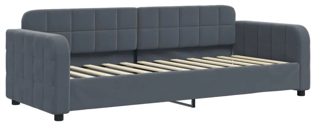 sötétszürke bársony kanapéágy 80 x 200 cm