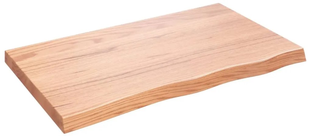 világosbarna kezelt tömör fa fürdőszobai pult 100x60x(2-6) cm