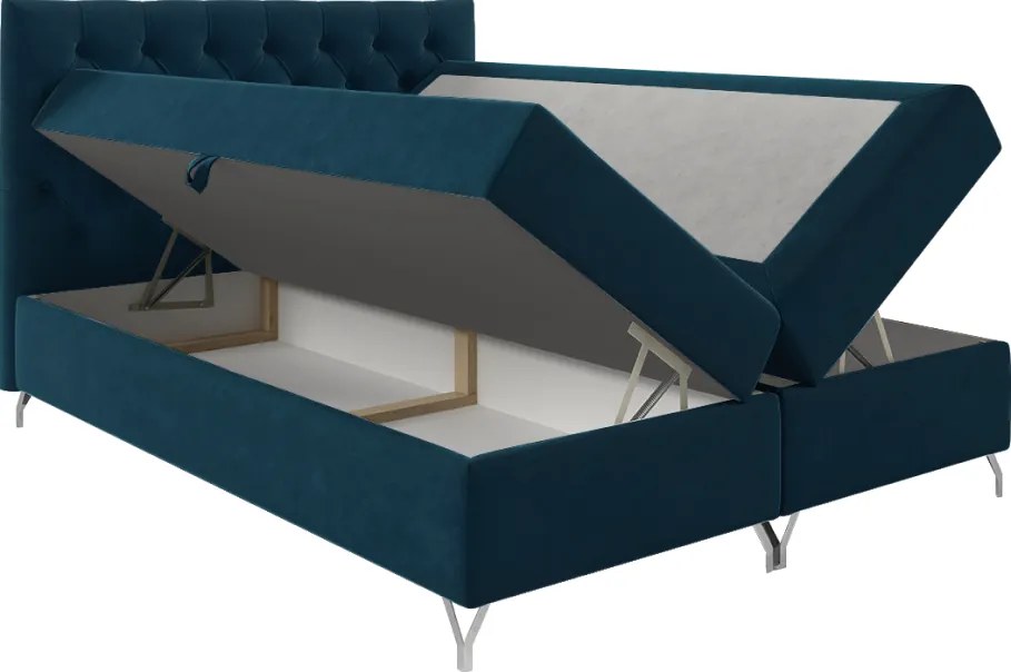 Boxspring ágy, 200x200, sötétkék Velvet szövet, GULIETTE + ajándék