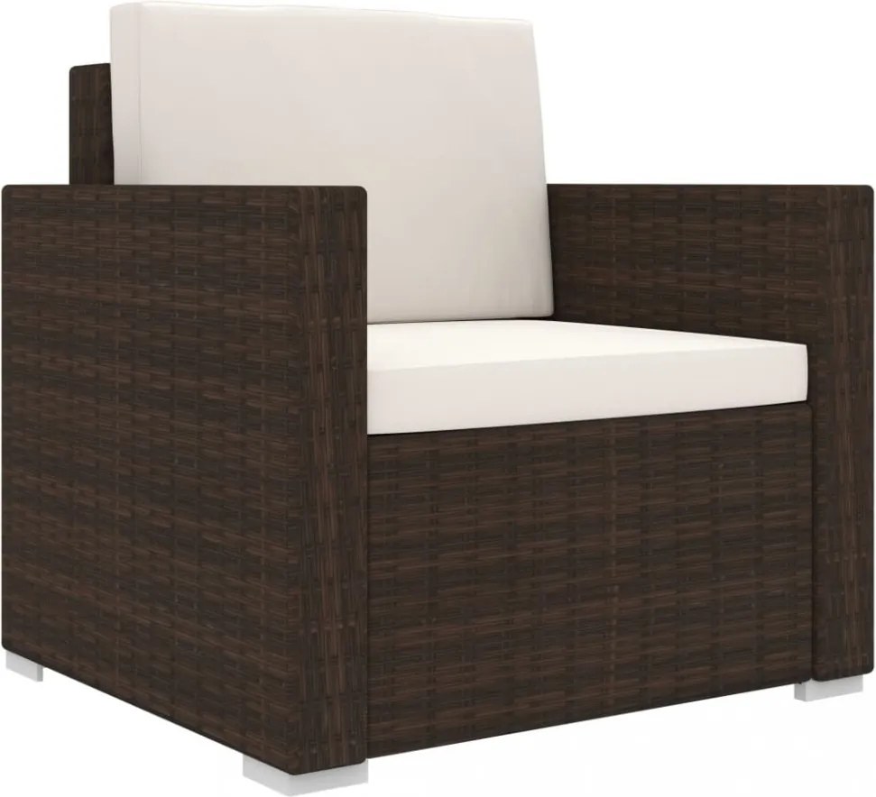 11 részes barna polyrattan kerti bútorszett párnákkal