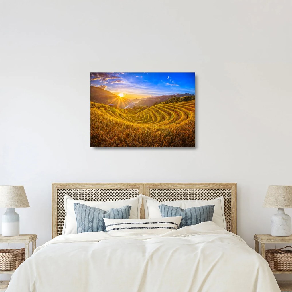 Kép - Rizs teraszok Vietnamban (üvegen) (70x50 cm)