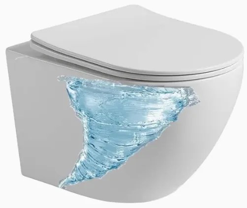 Eros ES OVAL fali WC - perem nélküli - WC ülőkével - VORTEX örvényöblítéssel - 53,5 cm