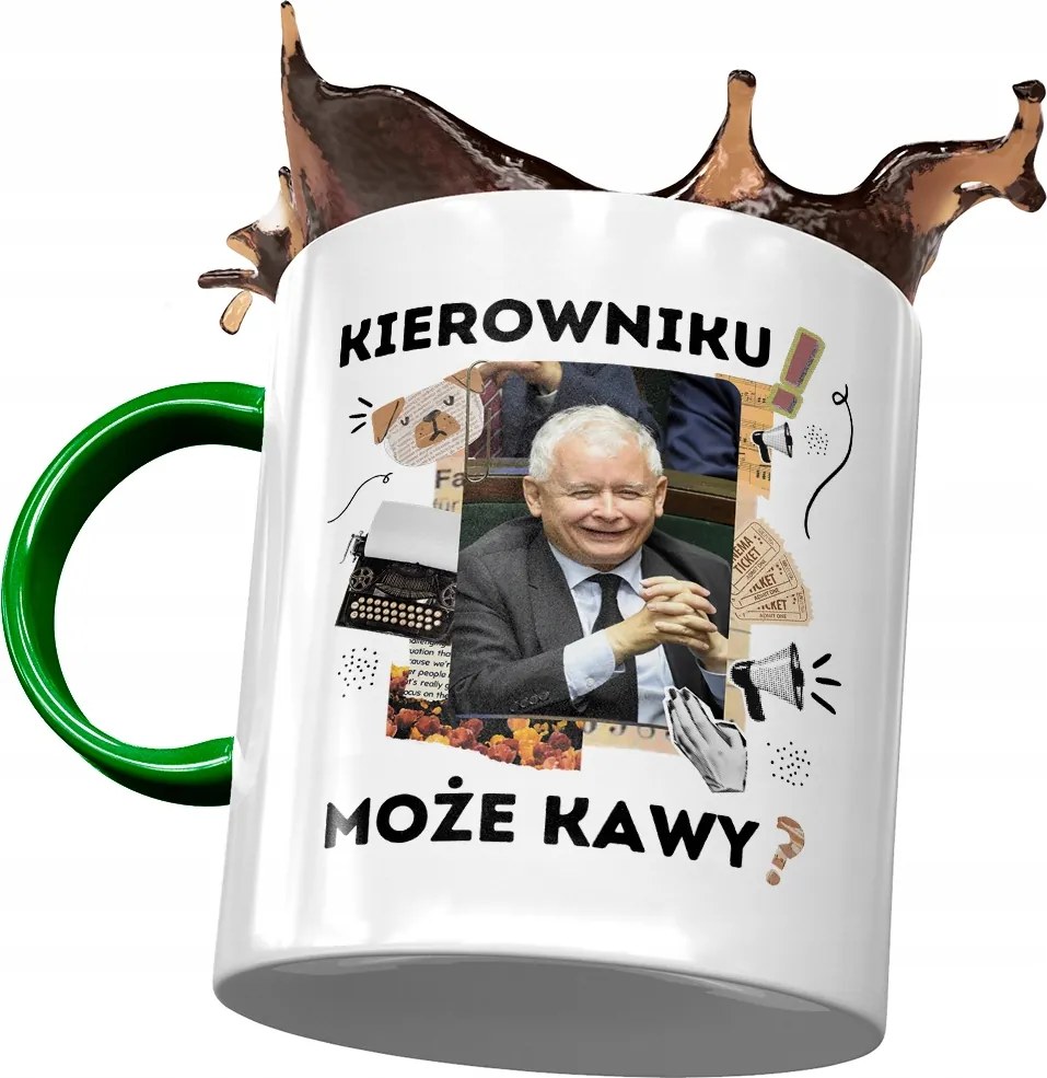 Zöld Jaroslaw Kaczynski PiS bögre Ajándék Nyomtatott Fotóval