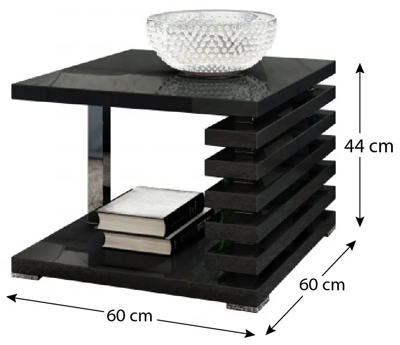 Kyoto II NEW Magasfényű magasított Dohányzóasztal Fekete N