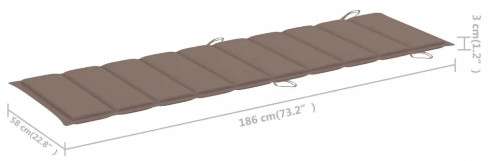 tópszínű oxford szövet napozóágy párna 186x58x4 cm