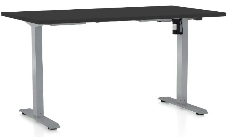 Állítható magasságú asztal OfficeTech A, 140 x 80 cm, szürke alap, fekete