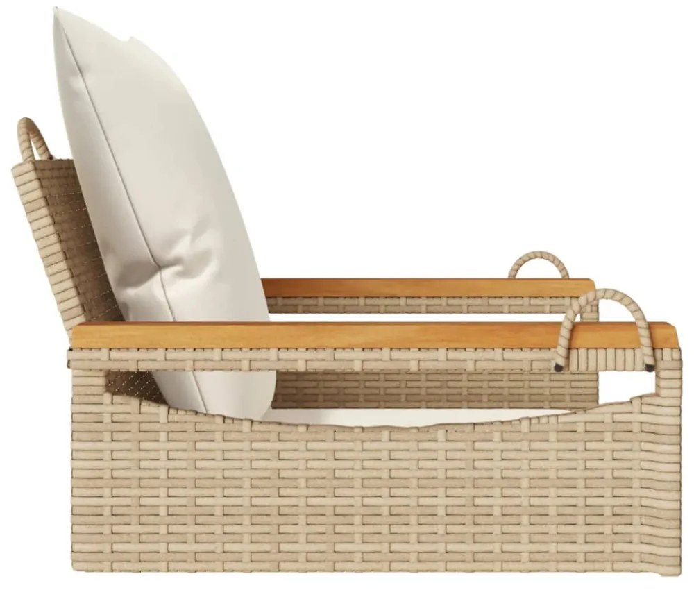 bézs polyrattan hintapad párnákkal 63 x 62 x 40 cm