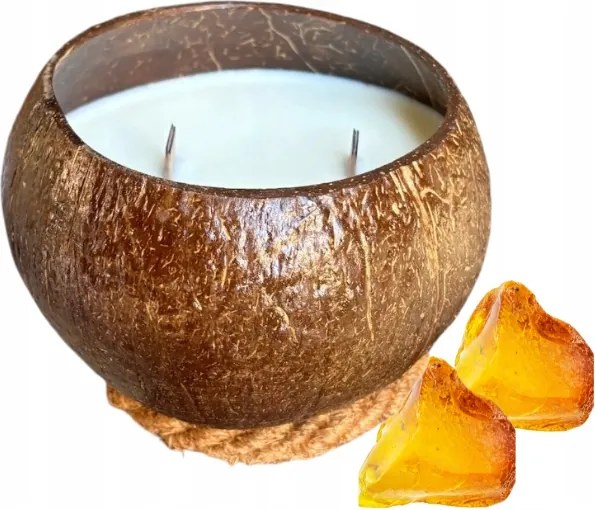 Kókusz illatgyertya KM12G Arany Borostyán Kézzel készített Fa Kanóc