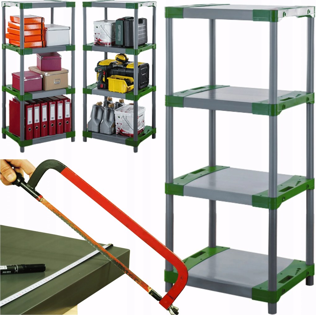 Műanyag garázs állvány műanyag könyvespolc 138x50x46 cm 97%RECYKLING Eco