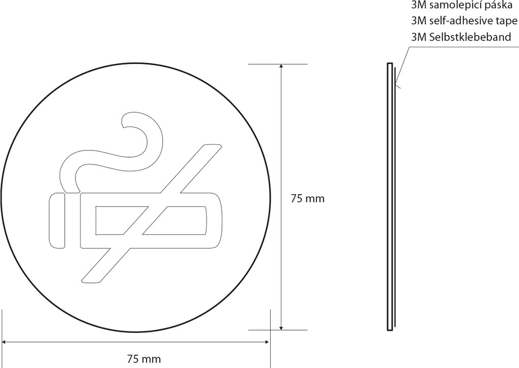 Sapho Sapho, Dohányzás tilos tábla 75x75x2mm, rozsdamentes matt acél, XP121