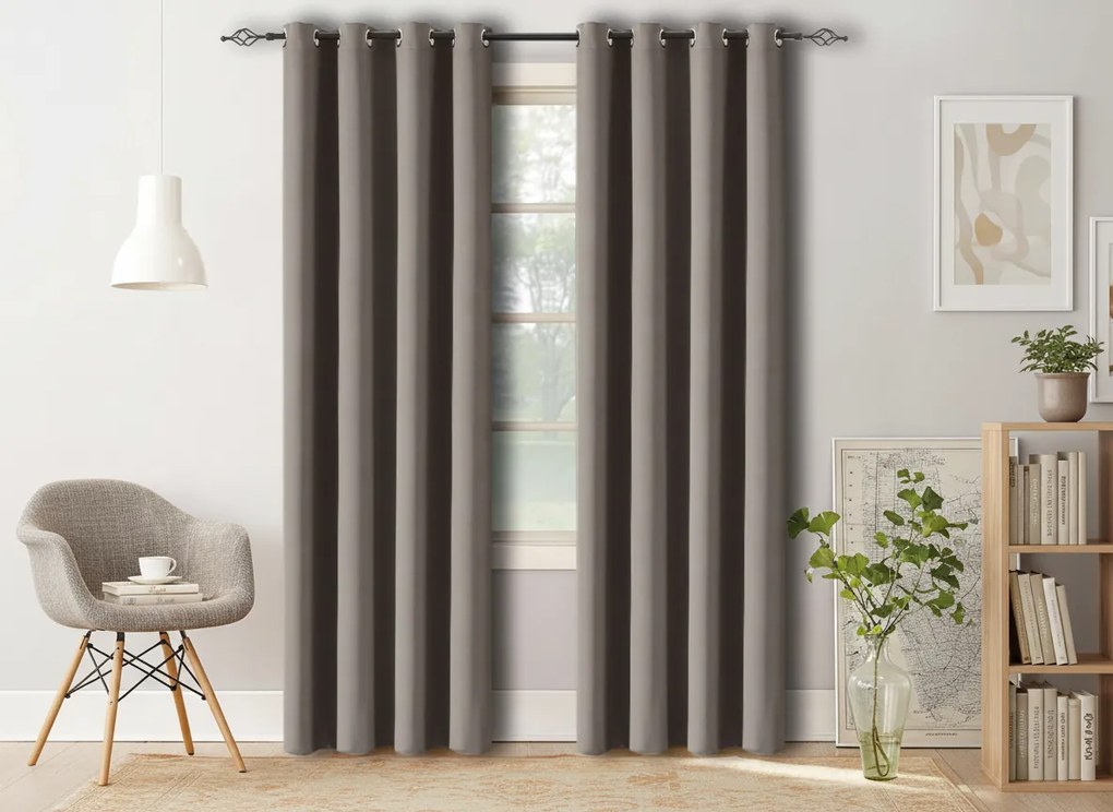 OXFORD szürkésbarna függöny 140x270 cm Felfüggesztés: Hullámos sínszalag