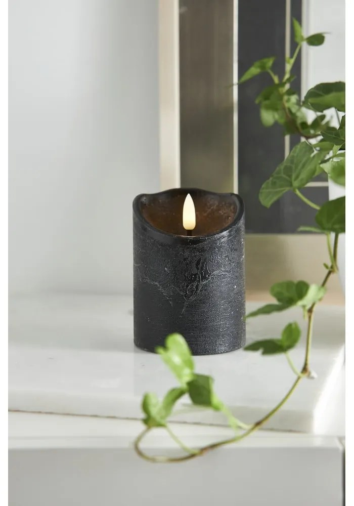 Flamme Rustic fekete LED viaszgyertya, magasság 10 cm - Star Trading