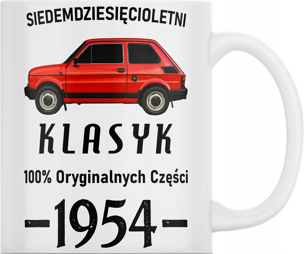 Bögre 70. Születésnapra Fiat 126p Bébi 1954 Klasszikus Ajándék 330ml+CSOMAG