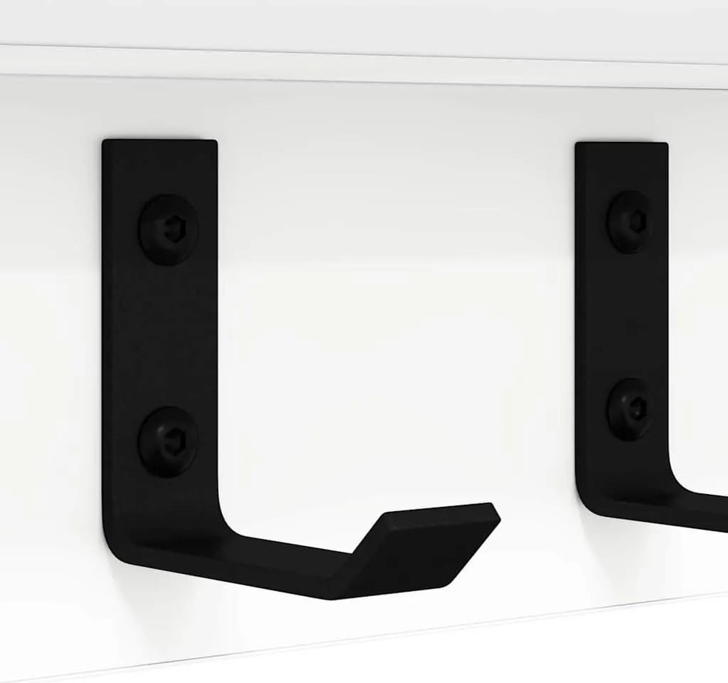 Fali Kabáthorog polcokkal Fehér 40 x 10.5 x 10.5 cm Faanyag