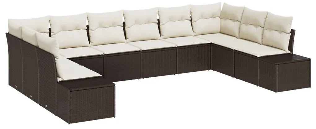 Kerti Kanapé Szett párnával 10 pcs Barna polirattan