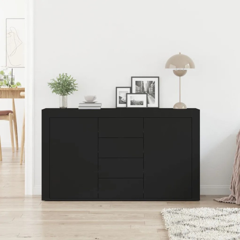 Büfé oldal szekrény Fekete Összeszerelt fa 120 x 36 x 69 cm