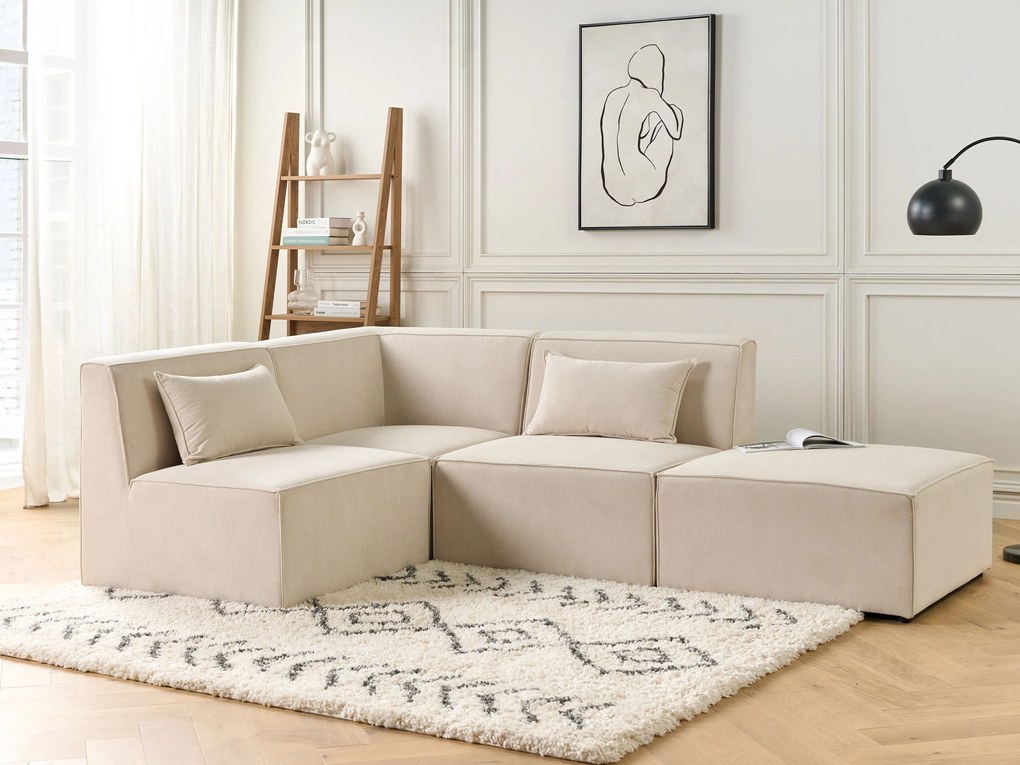 Bézs kordbársony ottomán 83 x 41 cm LEMVIG Beliani
