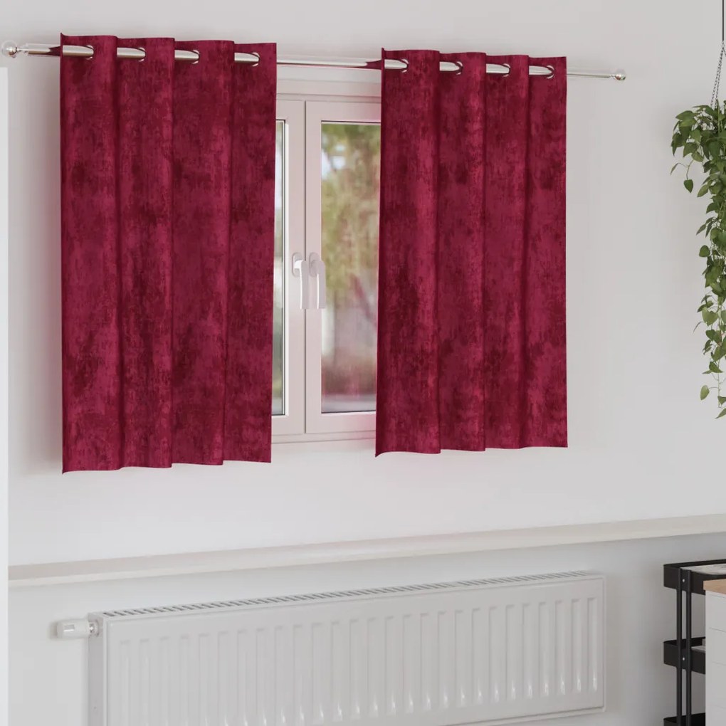 Bársonyfüggönyök Burgundi vörös Poliészter 140 x 140 cm Függöny