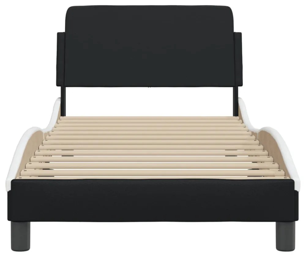 fekete és fehér műbőr ágykeret Dover 80 x 200 cm