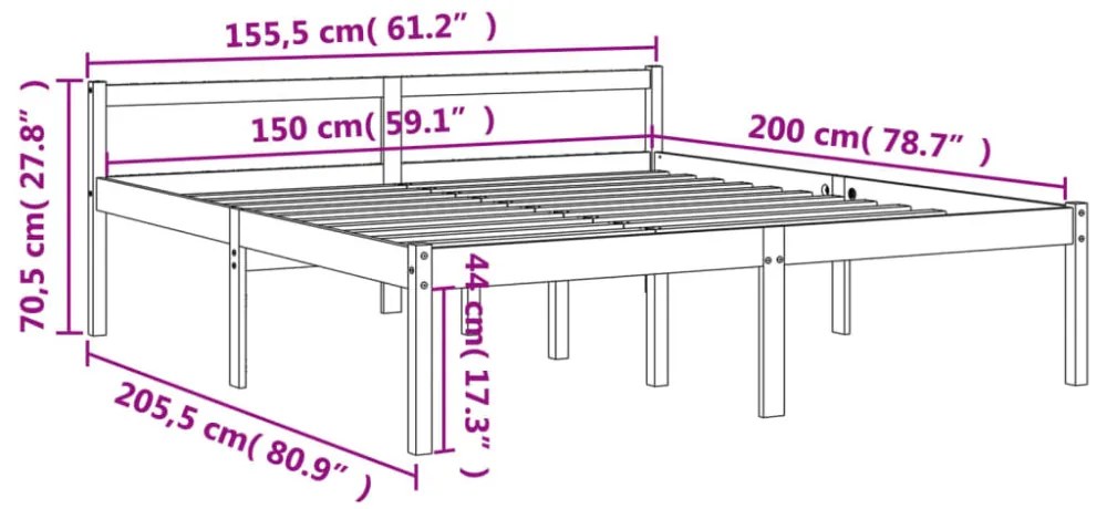 viaszbarna tömör fenyőfa időseknek való ágy 150 x 200 cm
