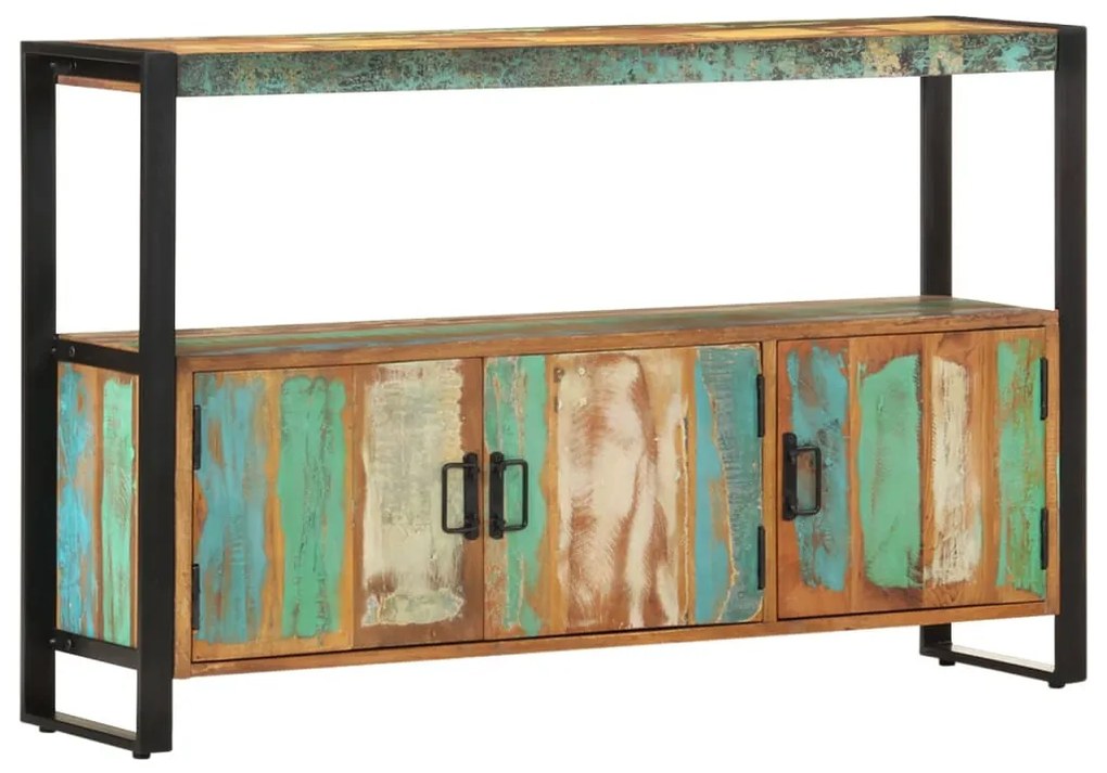 tömör újrahasznosított fa tálalószekrény 120 x 30 x 75 cm