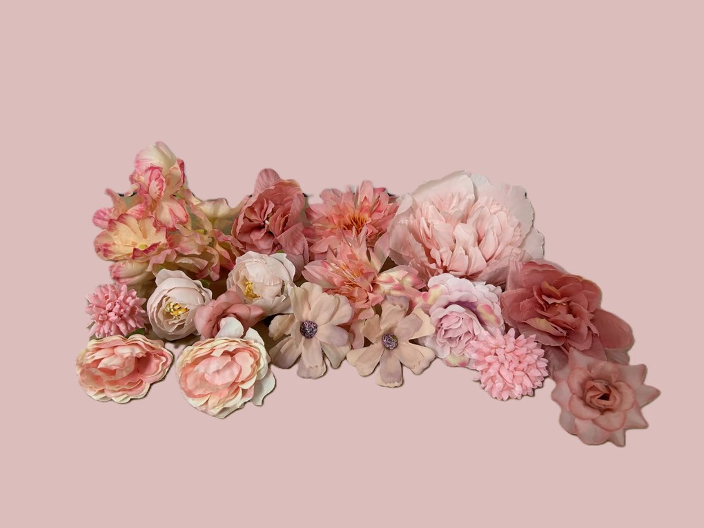 Mesterséges Virágok Dekoratív Díszítő Szett 17 db-os Rózsaszín Diy