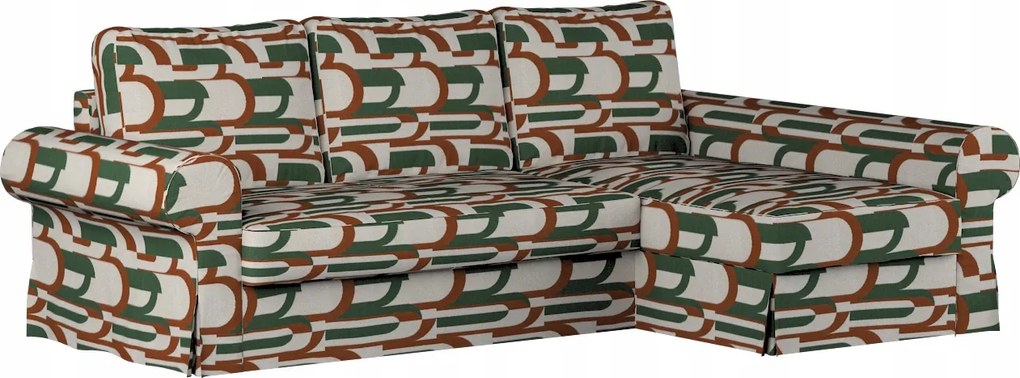 Backabro kinyitható kanapé huzat Ikea napozóággyal, zöld
