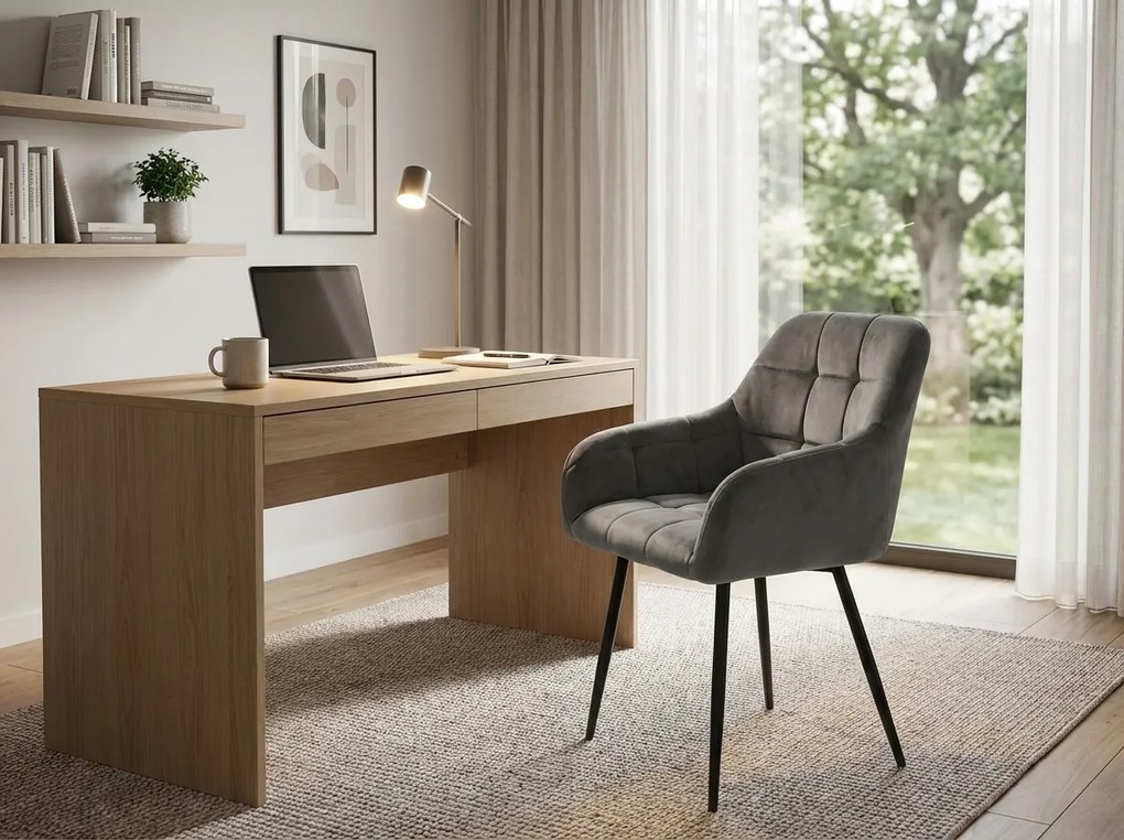 Szürke MARLEN VELVET étkezőfotel fekete lábakkal