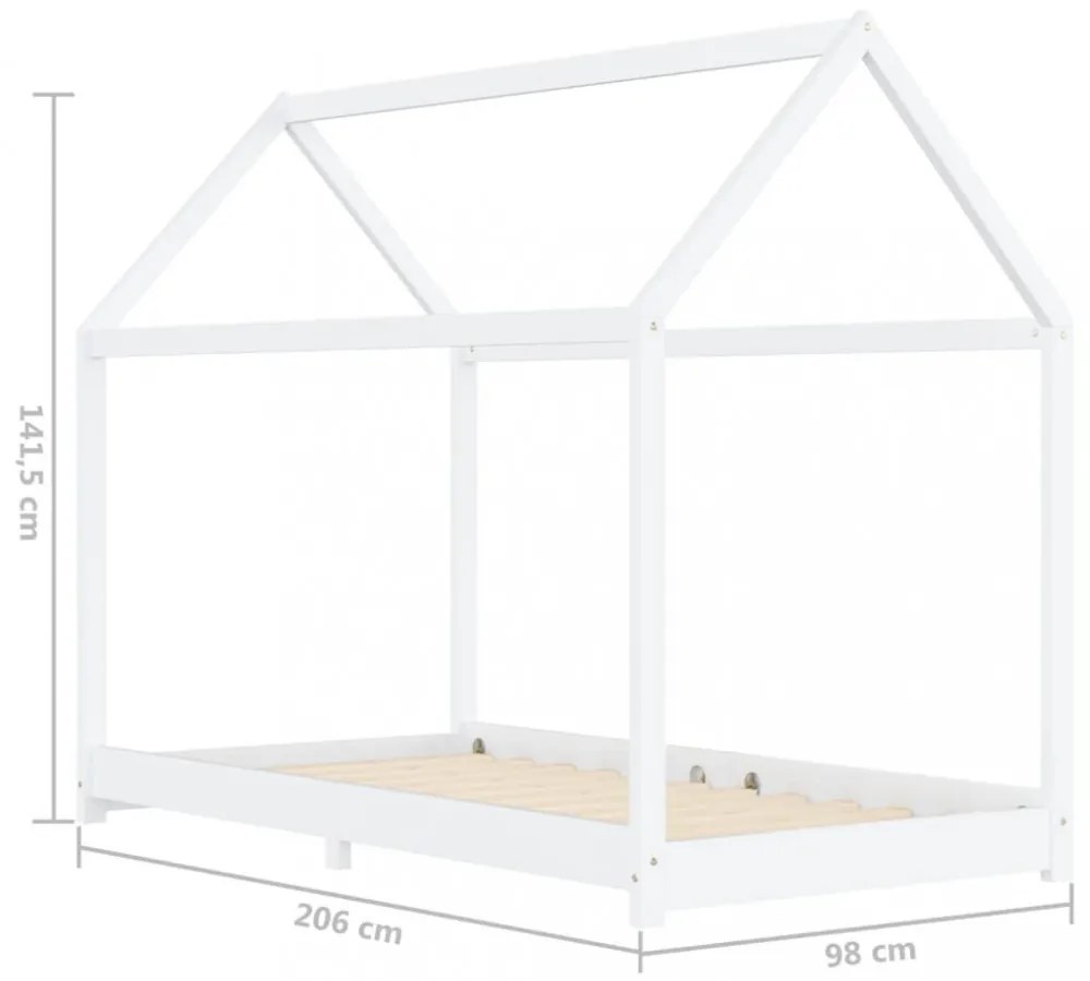 fehér tömör fenyőfa gyerekágy-keret 90 x 200 cm