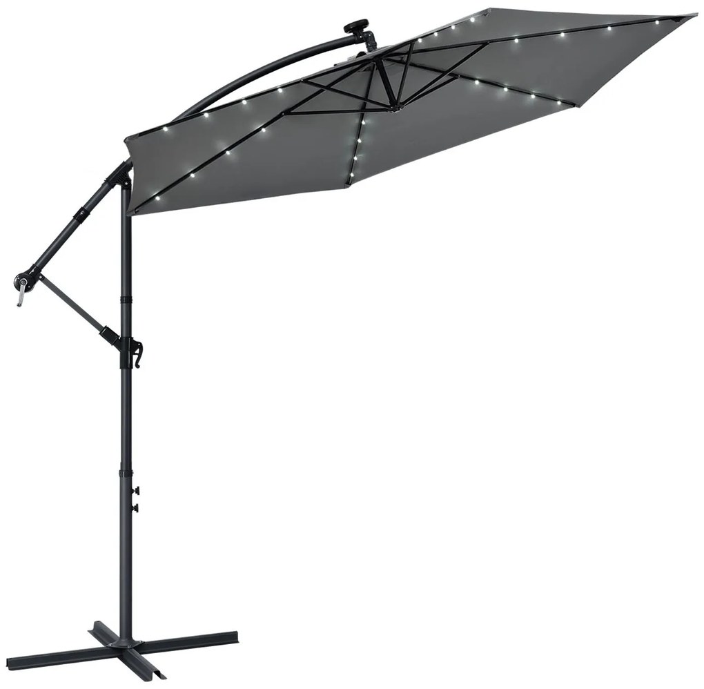 Juskys LED-es napernyő Brazil Ø 3,0m - sötétszürke
