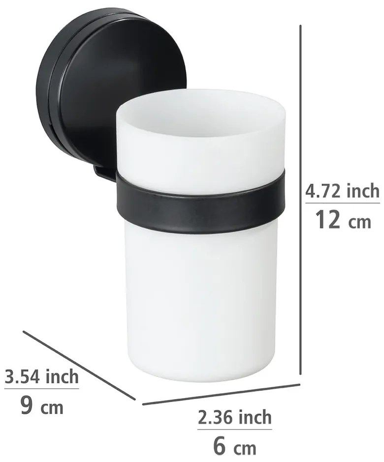 Static-Loc® Plus fekete-fehér fali fogkefetartó pohár - Wenko