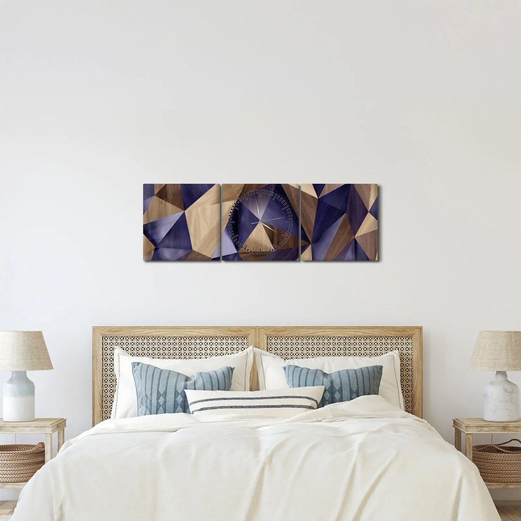 Kép - 3D fa háromszögek (órával) (90x30 cm)
