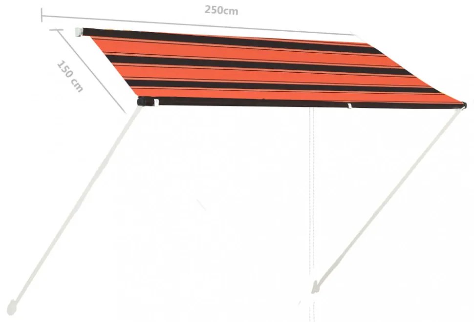 narancssárga és barna feltekerhető napellenző 250 x 150 cm