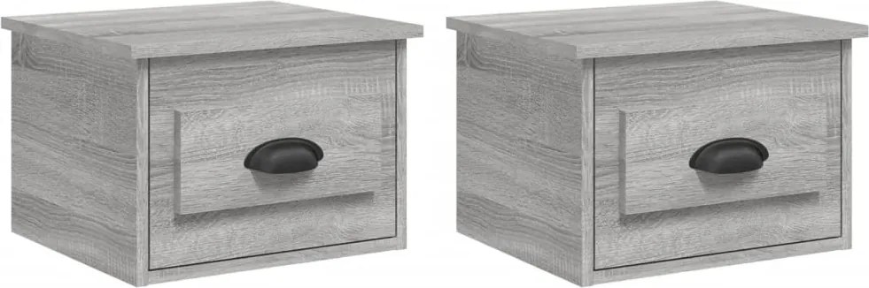 vidaXL 2 db szürke sonoma falra szerelhető éjjeliszekrény 41,5x36x28cm