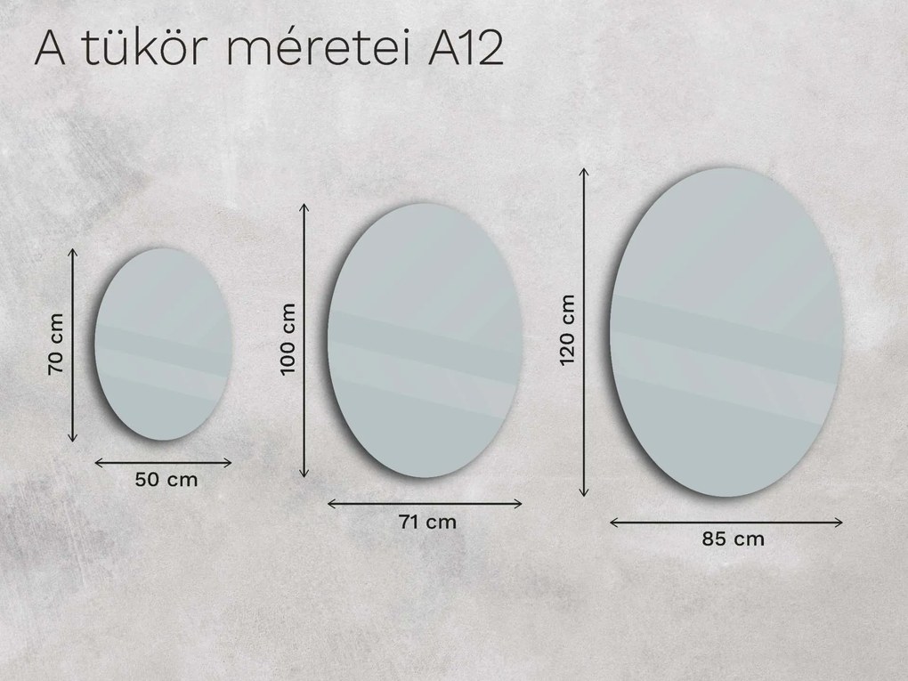 Ovális tükör LED világítással A12 50x70